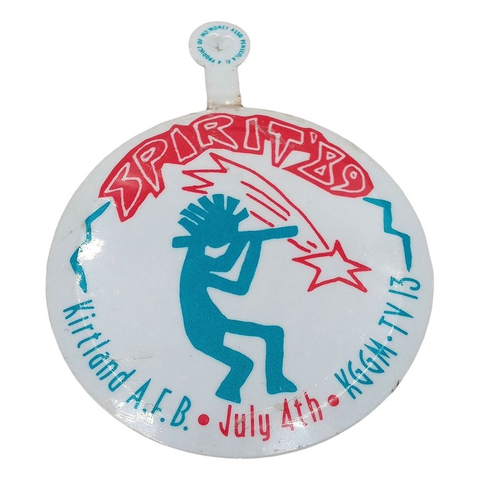 Turquoise Kokopelli Fold Tab Pin Kirtland AFB New Mexico 1989 Vintage 80s